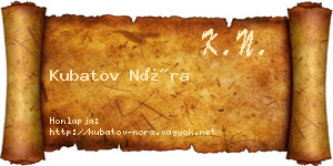 Kubatov Nóra névjegykártya